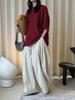 Louvre Spring Japanese Retro High-Density Cocoon-Shaped Wide-Leg Slimming Casual Pants for Women