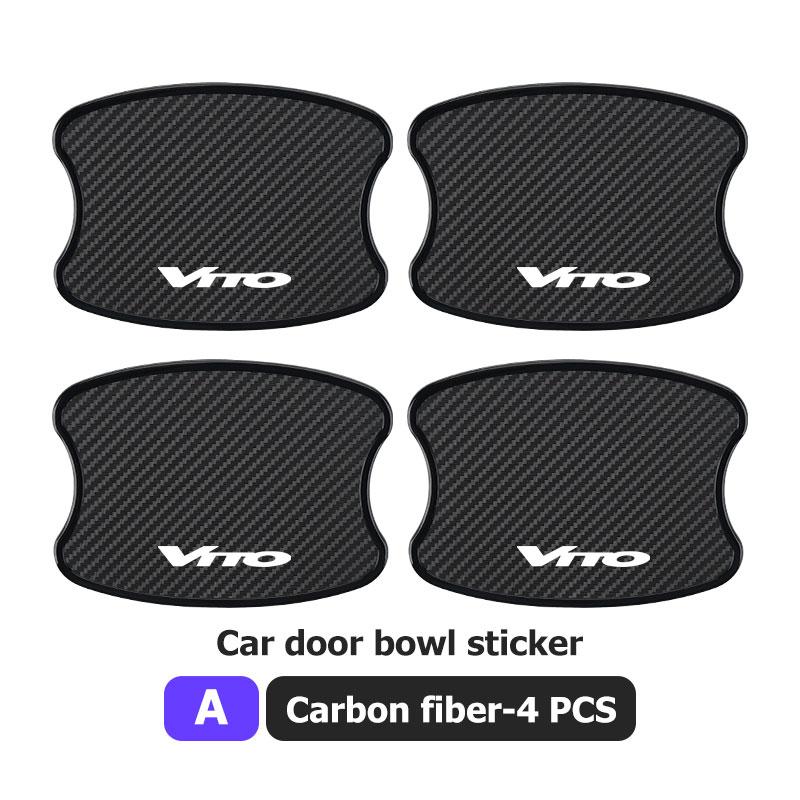 

4PCS Carbon Fiber Car Door Handle Protection Sticker Emblem Accessories For Mercedes Benz W124 W203 W204 SLK CLA SL SLC C CLASS