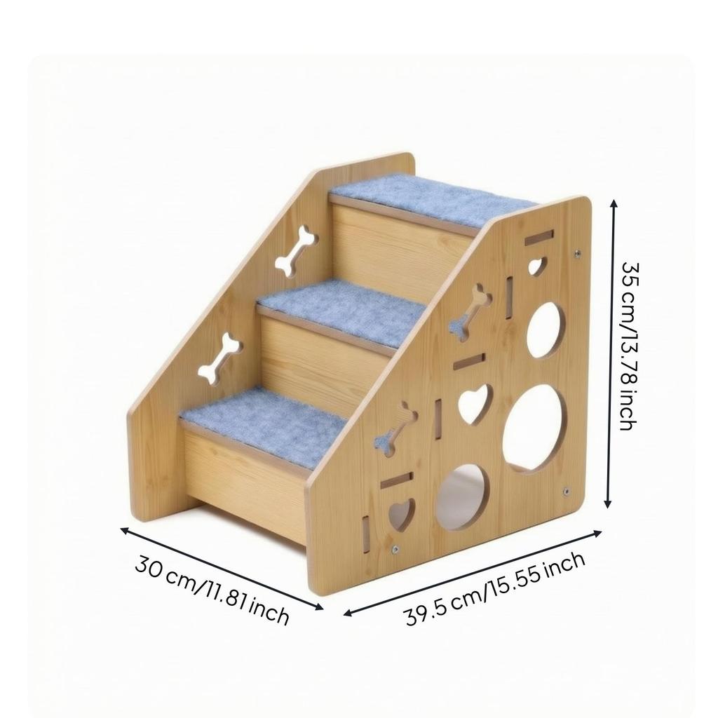 Carpeted Pet Steps Non-Slip for Bed Access, Senior Dogs