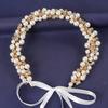 Gold Color Flower Leaf Hairband Tiara For Women Party Crystal Pearl Headband Bridal Wedding Hair Accessories Jewelry Comb Band