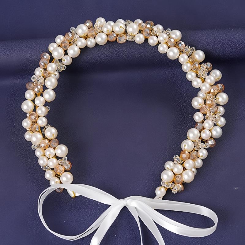 Gold Color Flower Leaf Hairband Tiara For Women Party Crystal Pearl Headband Bridal Wedding Hair Accessories Jewelry Comb Band