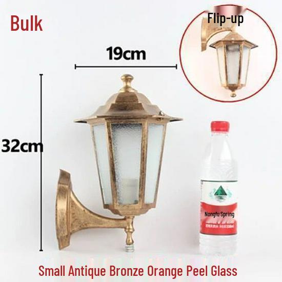 Sechseckige Retro-Außenwandleuchte, Wasserdichte LED, Antike Bronze-/Schwarze Oberfläche für Balkon-Dekoration