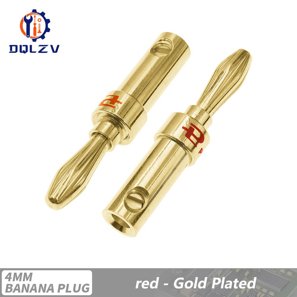 4mm Pure Copper Gold Plated Banana Plug Connector For Audio Video Speaker Adapter Terminal Connectors Kit