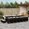 VidaXL 17 Pcs Garden Dining Set and Cushions Brown Rattan 3277952