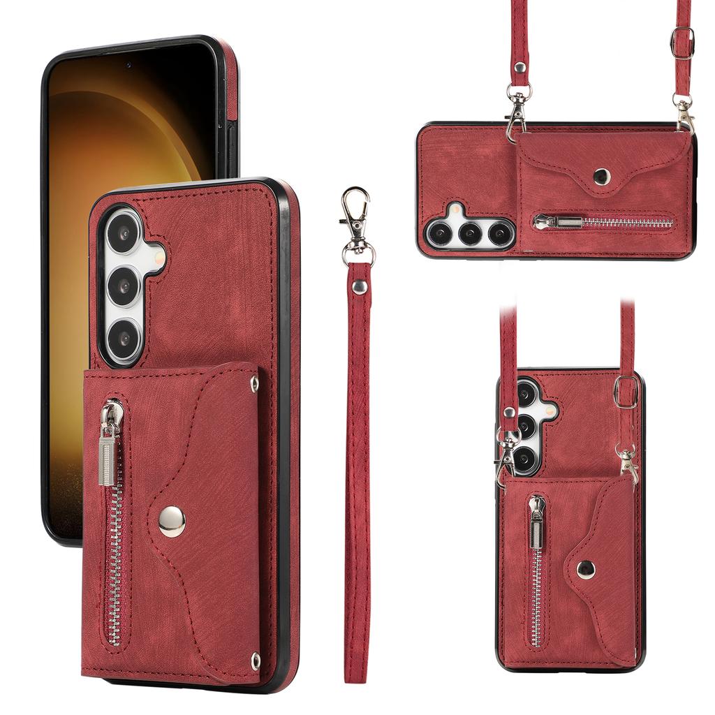 Crossbody Cards Solt Wallet Leather Case For Samsung Galaxy S24 Ultra S21 S22 Plus S23 FE A14 A24 A34 A54 A15 A25 A52 A72 Cover