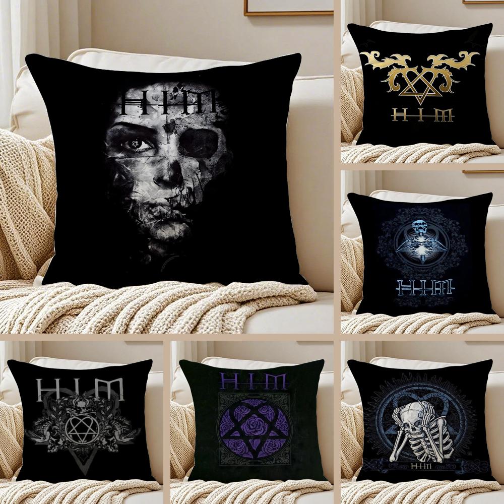 HHim Ornate Heartagram Pillow Case Silky elegant Comfort Sofa Bed Invisible zipper