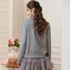 Bailuyu Elegant Lapel Cardigan with 3D Floral Embellishment