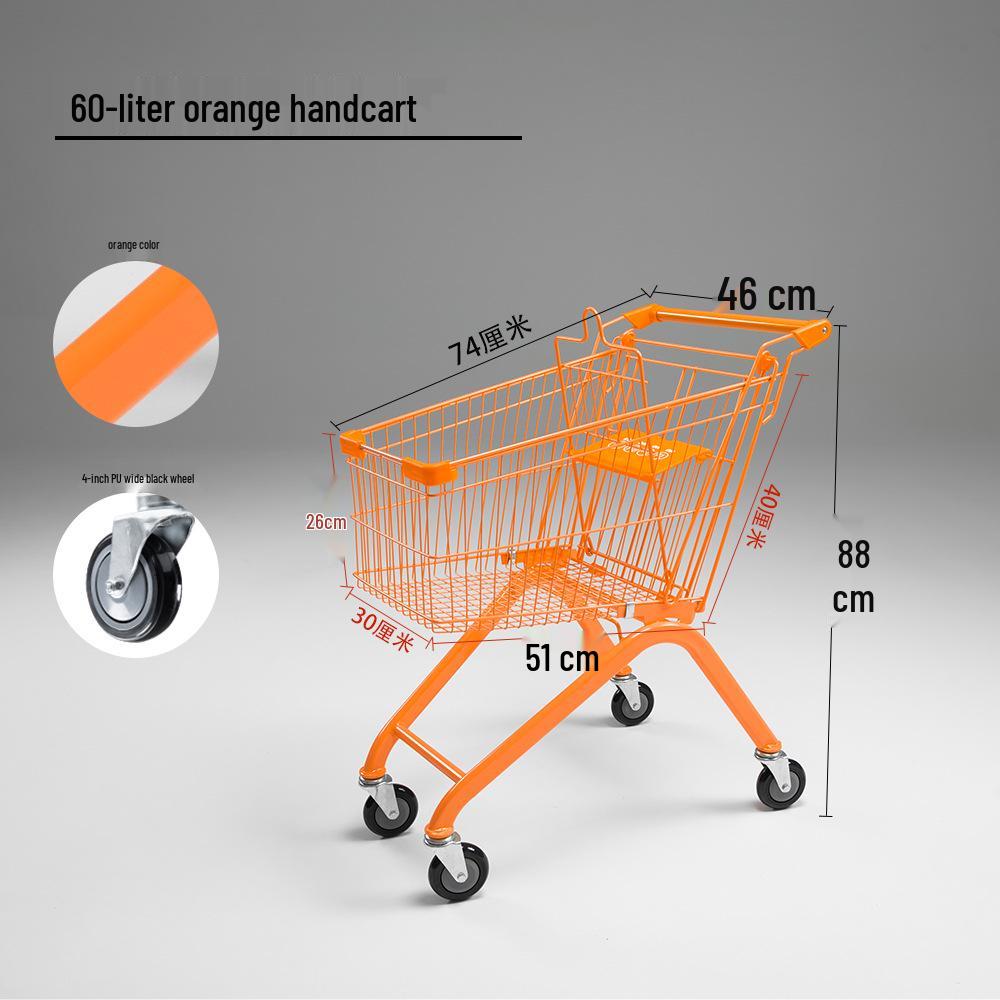 60L Pink Shopping Cart Trolley for Supermarkets, Malls, Warehouses, and Convenience Stores