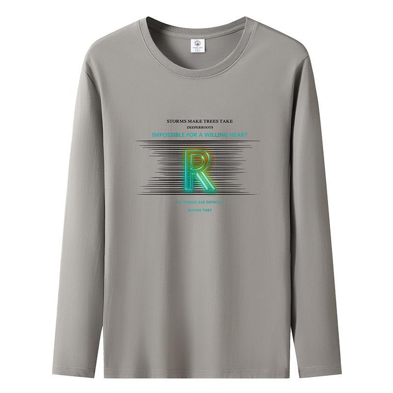 

Футболка мужская с длинным рукавом с узором Big R из чистого хлопка S-5XL Мужская толстовка S хаки