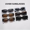 Fashionable Color Blocked Minimalist Sunglasses New Cat Eye High-End Versatile Glasses Stylish Women Eyewear Uv Protection
