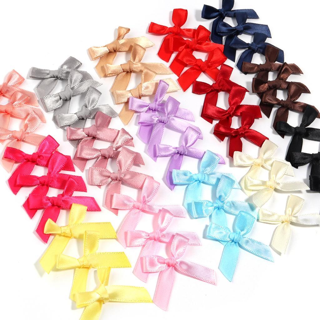 50Pcs Polyester Bowknot Colorful Handmade Bow for Decoration Making Accessories DIY Hair Ring Hairpin Clothing Gift Packaging
