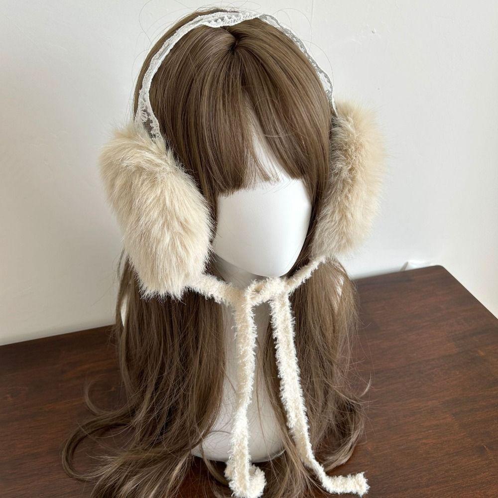 JK Headwear Lace Plush Earmuffs Ear Cap Warm Ear Muffs Comfortable Winter Earmuffs  Winter