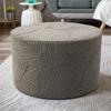 1PC Soft Jacquard Ottoman Stool Cover Living Room Round Elastic Footrest Cover All-inclusive Foot Stool Seat Slipcover Bedroom