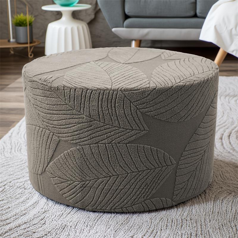 1PC Soft Jacquard Ottoman Stool Cover Living Room Round Elastic Footrest Cover All-inclusive Foot Stool Seat Slipcover Bedroom