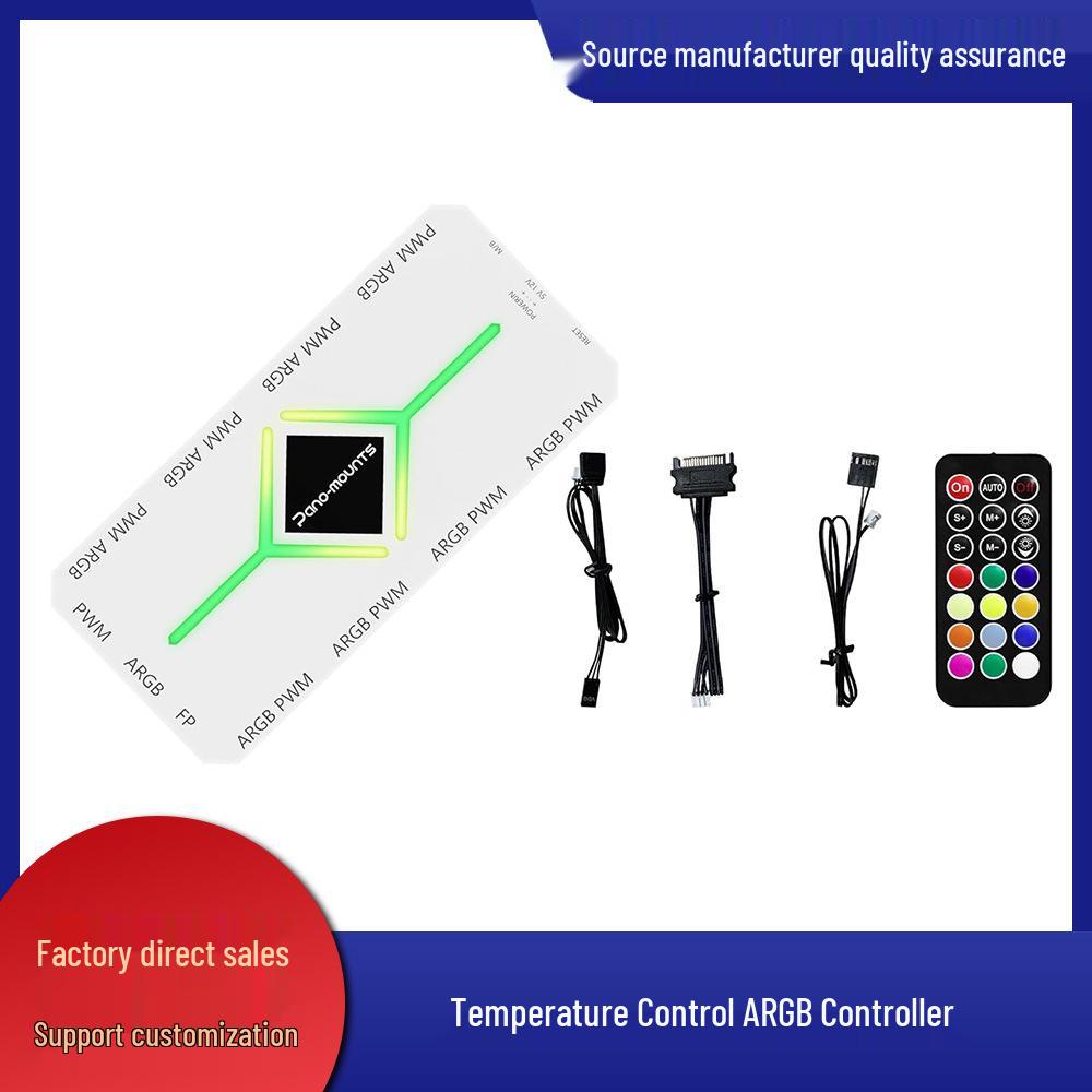 

Wireless ARGB Sync Computer Case Hub with PWM Temp Control, 1 to 9 Ports, Remote Controlled, White USB.