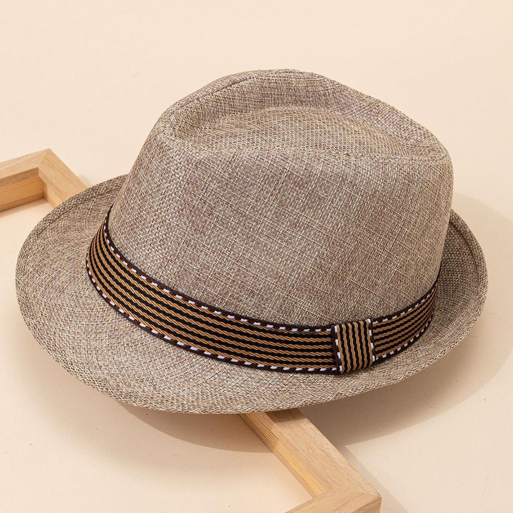 Sommarresa Utomhus Herr och Dam Andningsbar Snabbtorkande Solskydd Brittisk Retro Bälte Cylinderhatt