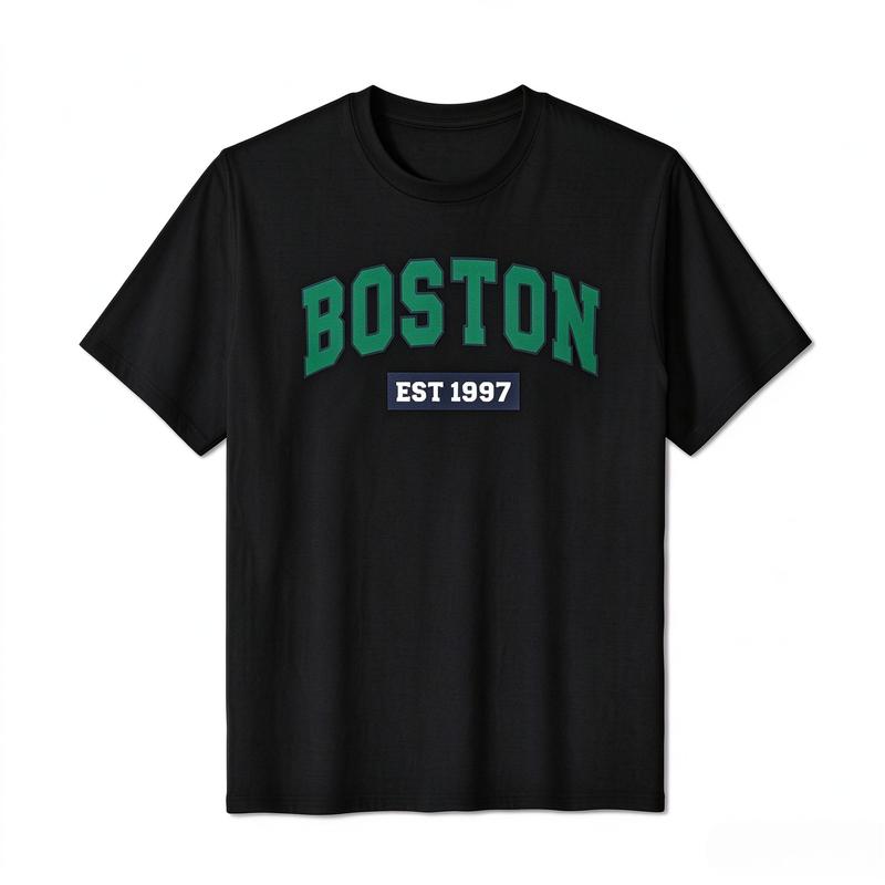 Boston Est 1997 Letter Print T Shirt Unisex Unisex Vintage College Style Graphic Short Sleeve Tee Cotton Unisex Casual Y2k Top