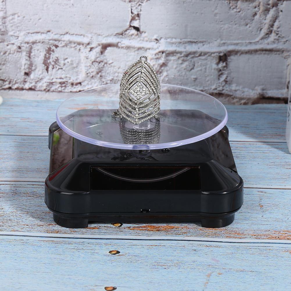 Jewelry Display Stand Solar Powered Rotating Turntable Electric Jewelry Display Tool Black