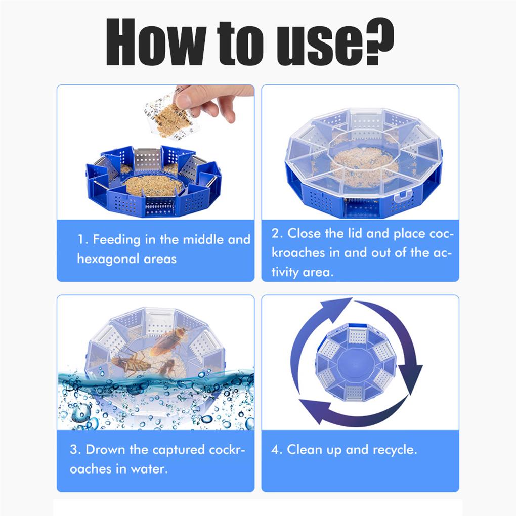 Cockroach Trap Box Insect Catching Case Tool Small Size Rooms Kitchen Cockroaches Catcher Trapping Container Bugs Catch Devices