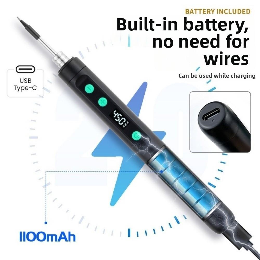 Adjustable Temperature USB Soldering Iron Cordless Welding Tool Kit Pen DIY Projects