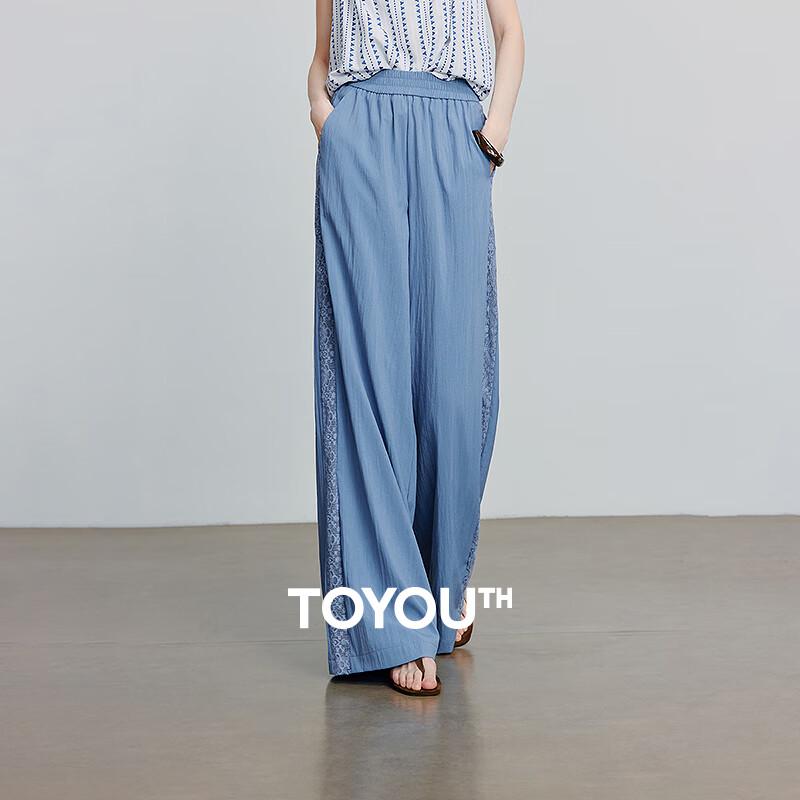 

Chuyu Women s Pleated Lace Patchwork Wide-Leg Casual Pants L