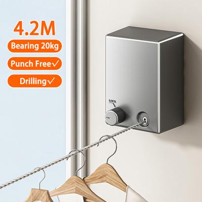 Stainless Steel Retractable Clothes Clothesline for Apartment Bathroom Balcony Wall Extendable Clothes Line Horse Pull-Out Rope