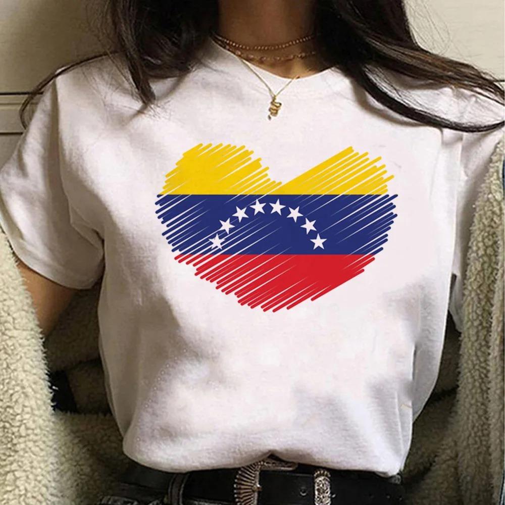 Venezuela Print Y2K T-Shirt Damen 90er Trend Neues Damen-Tee Mode Weiß Kurzarm T-Shirt Grafik-Top Print Damenbekleidung