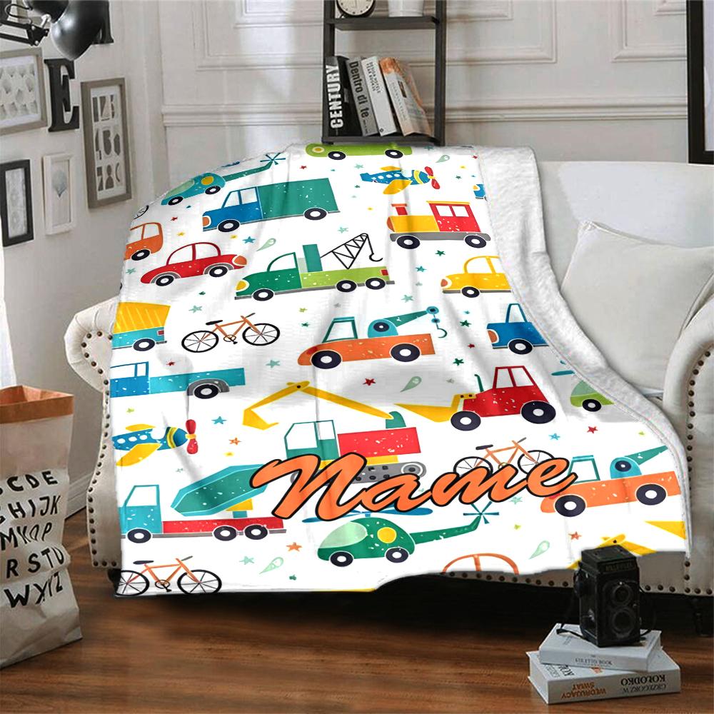 Custom Name excavator Theme Printed Blanket - Perfect for Couch, Bed, Travel & Outdoor Use | Machine Washable, Cozy & Durable.