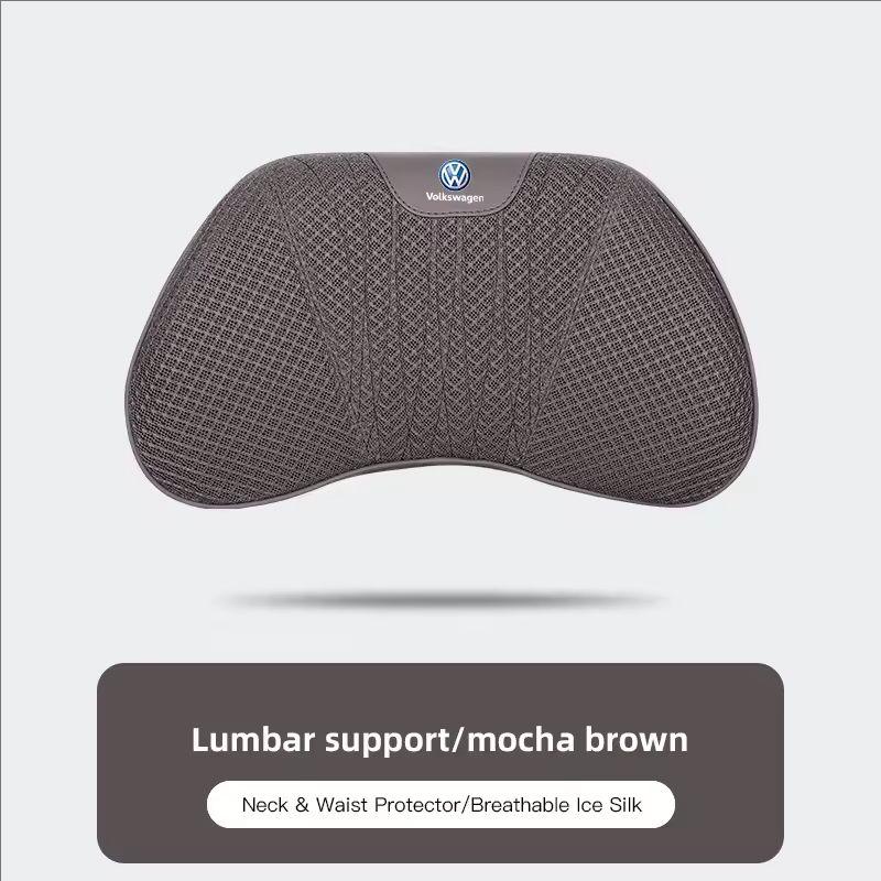 Car Neck Pillow Seat Cover Lumbar Support Headrest For VW GTI Polo T5 Passat Golf Tiguan Jetta CC T-ROC Scirocco Beetle Hub Cap