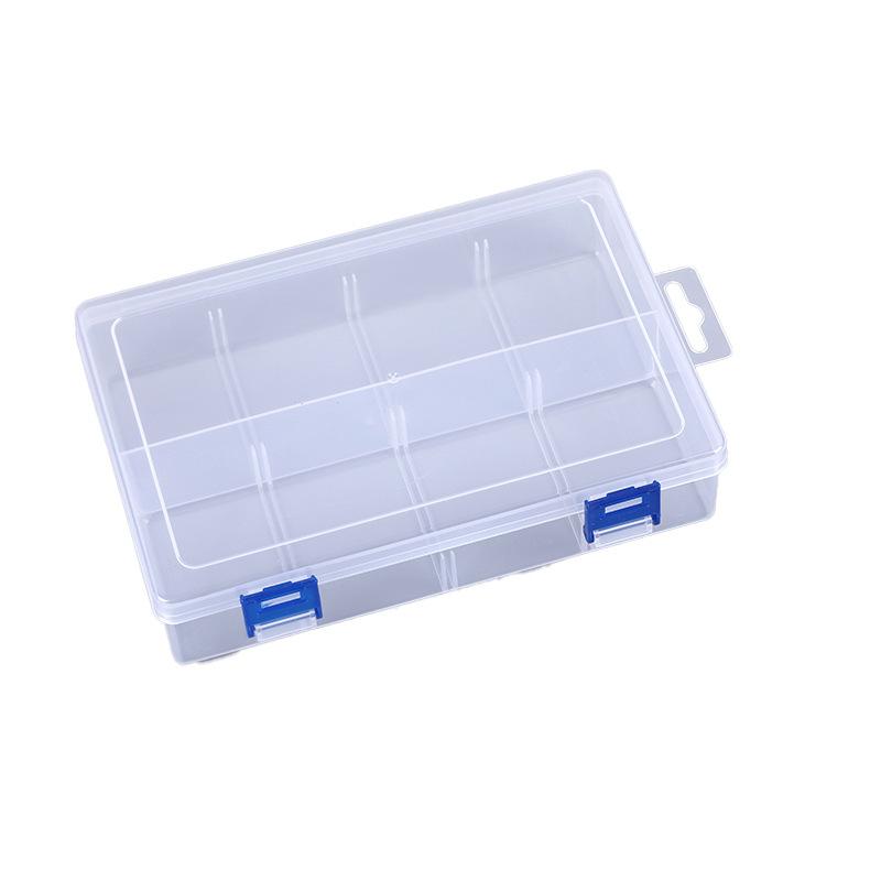 Large 8-Grid Transparent Removable Double Buckle Storage Hardware Tools Jewelry Parts Rubber Band Accessories Cosmetics Storage Box