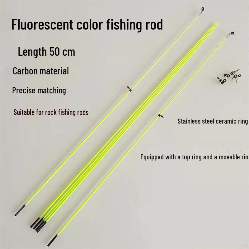 Fluorescent Solid Carbon Fishing Rod Tip with Line Guide