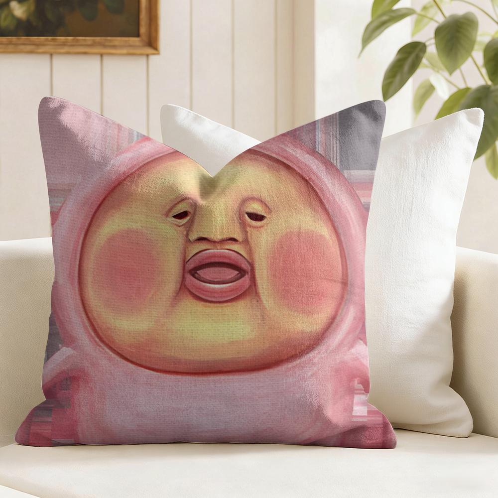 KKobito ZZukan Peach Cushion Cover Eco Linen Pillow Case DoubleSided Print Breathable Durable Zipper Home Decor Gift