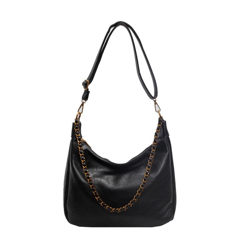 Ielgy Texture Retro Large Capacity Tote Bag Fashion Chain Shoulder Fashion Commuter Messenger Bag S