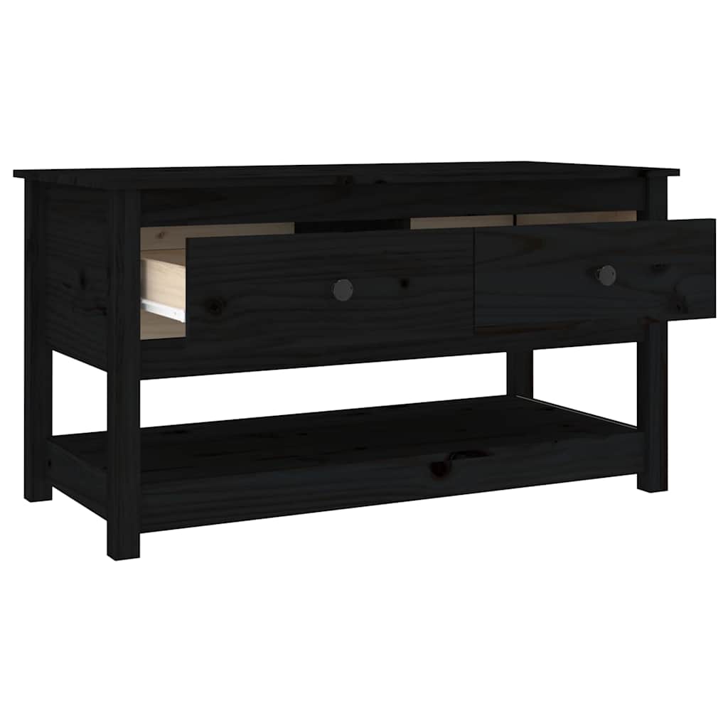 Coffee Table Black 102 x 49 x 55 cm Solid Pine Wood