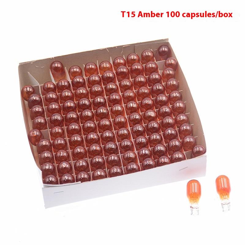 

100Pcs/Box T15 12V 21W Led Car Light Cob Glass Plug-In Wide Bulb Auto Automobiles License Plate Lamp Dome Light Reading Drl Bulb