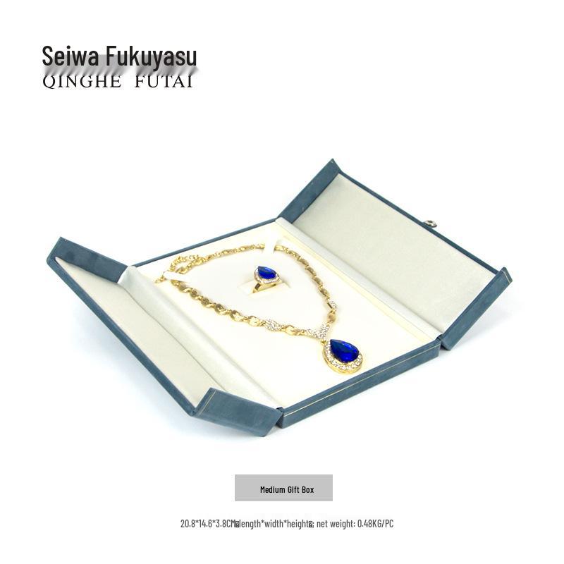Achteckige Samt-Schmuckschatulle für Ringe, Anhänger, Halsketten und Ohrringe