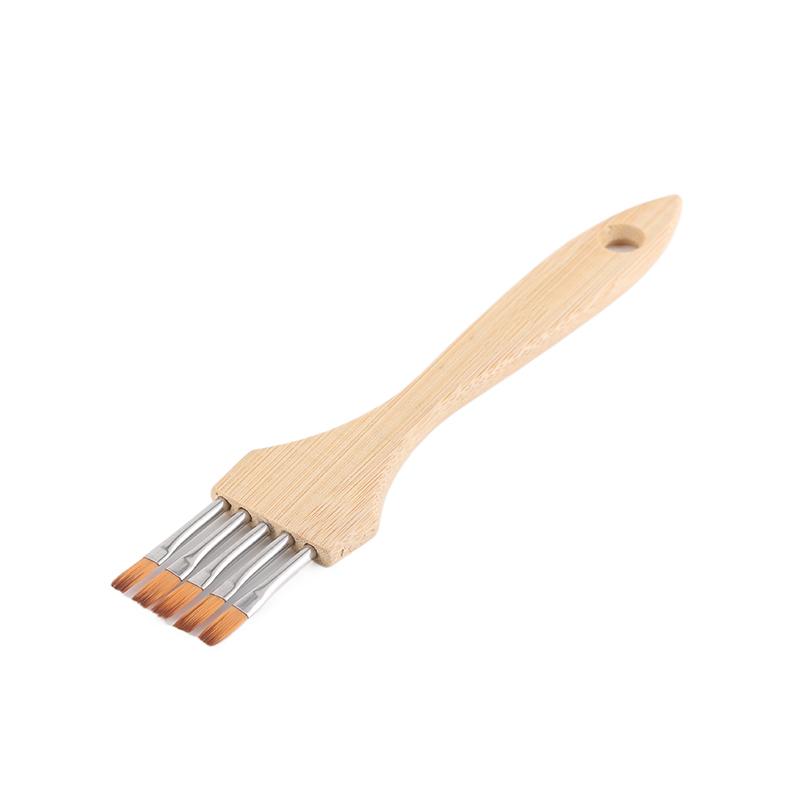 Round/Flat Multi-Tooth Comb Brush Nylon Wool Bamboo Handle Watercolor Brush Painting Supplies Art Stationery Acrylic Paint Brush