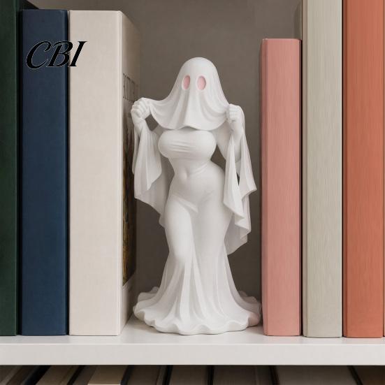 Halloween Decor Figurine Ghost Lady Ornament, Durable PLA 3D Printing Figure, Printed Full of Mystery Collectible, for Desktop Bookshelf Home