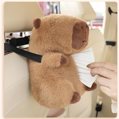 Cute Cartoon Car Tissue Box Car Seat Back Paper Bag Creative Car Tissue Box Plush Toys For Kid Gifts Car Interior Accessories