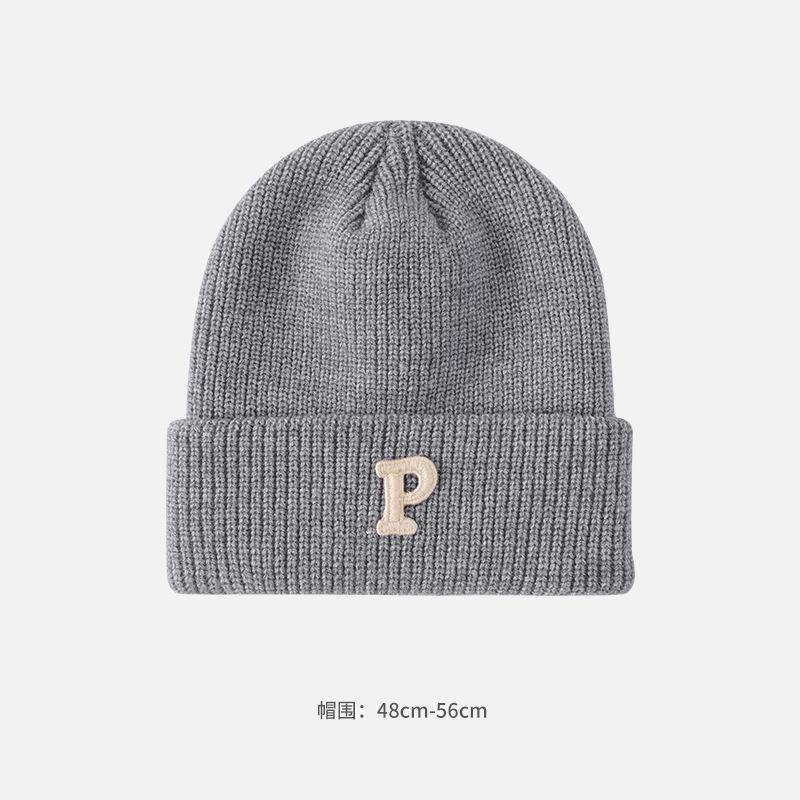 Alphabet Cloth Wool Hat Women's Autumn and Winter Face Small Windproof Ear Protection Cold Hat Fashionable Versatile Warm Knitted Hat