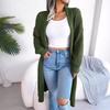 Autumn and winter European and American sweaters and cardigans solid color loose fashion casual buckle-free medium and long jackets