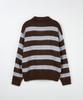 NODU Open Collar Striped Brush Knit [Brown]