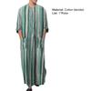 Gown Shirt Colorful Striped Pockets Single-breasted Round Neck Soft Long Shirt for Daily Wear