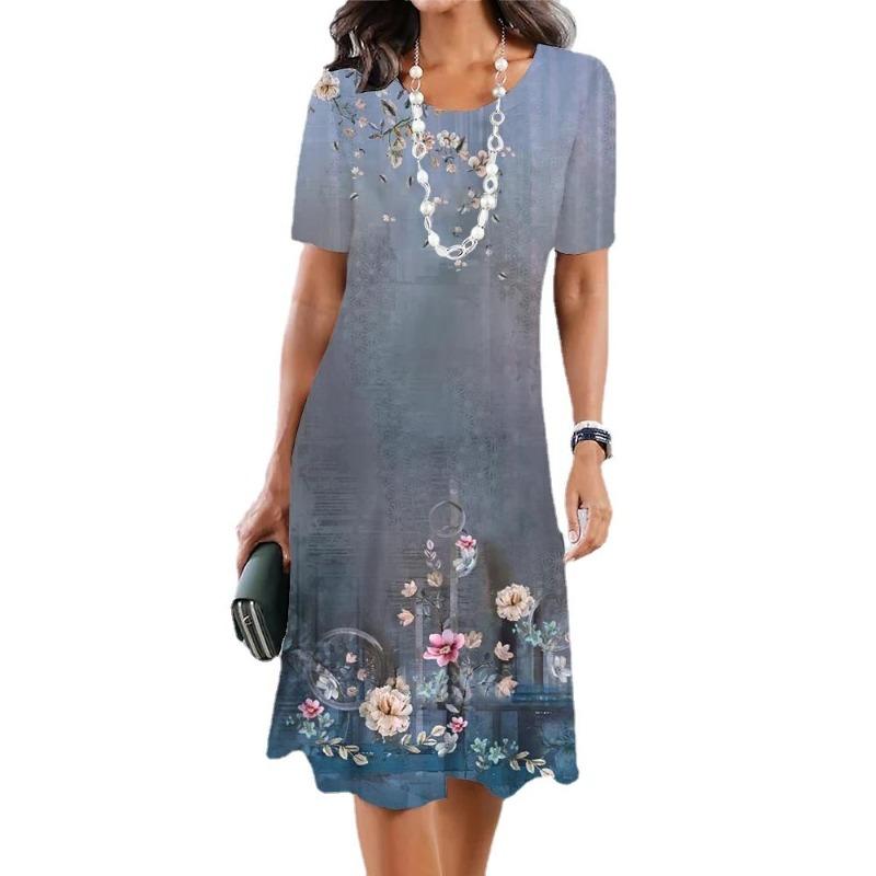 EastRogue  Women's Fashion Summer Spring Short Sleeve O-Neck Casual Dresses