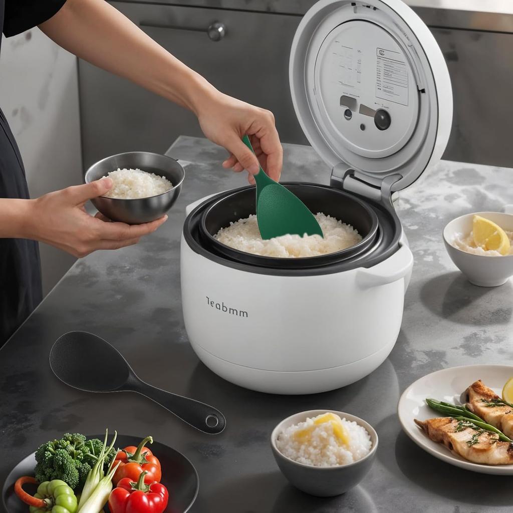 1pc Integrated Silicone Rice Spoon, Non-Stick Rice Scoop, Heat-Resistant Rice Cooker Spoon, Kitchen Rice Spoon