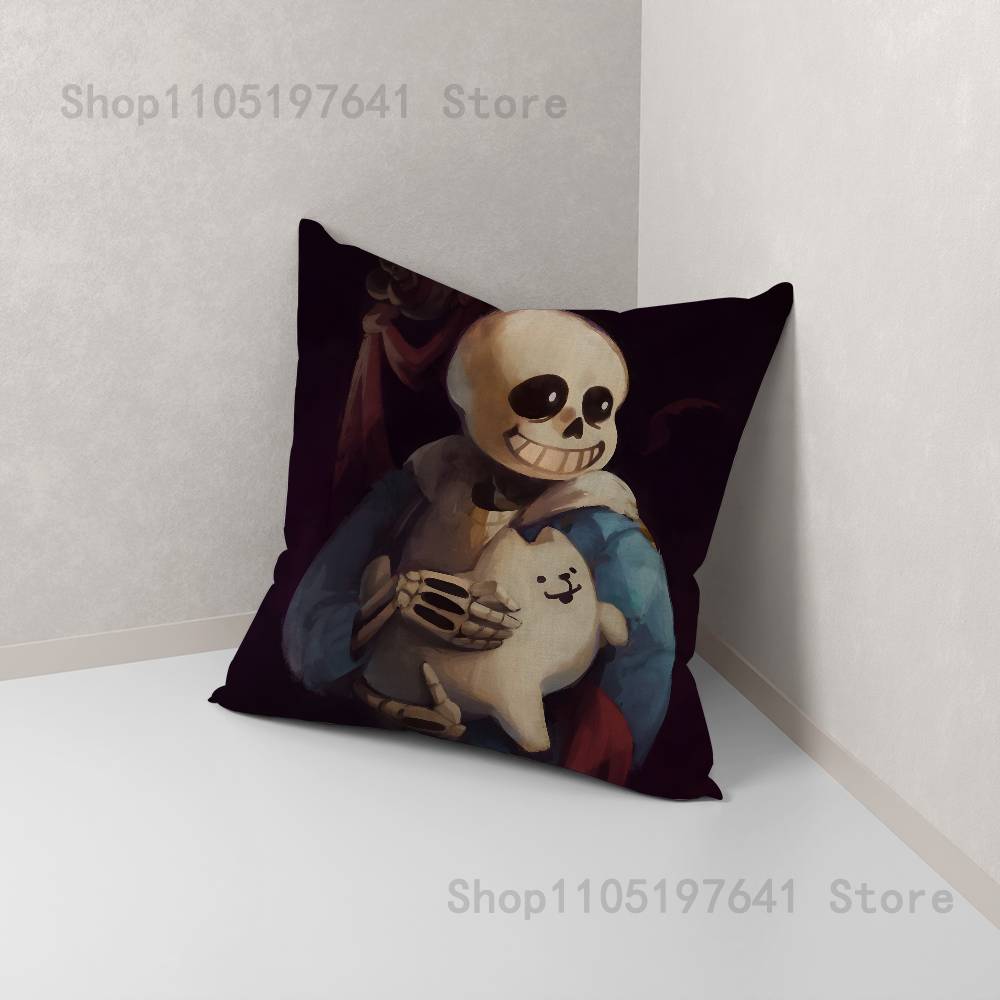 U-Undertale Sans hundvalp Kuddfodral för Soffdekor Bil Kontor Rum Tryckt Kuddfodral Dekorationer och Skydd