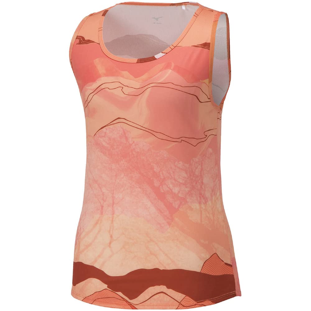 Badminton Wear Layered Game Shirt Short Sleeve Sweat Absorbent Quick Drying 72MAA202 Fiery Coral XL [Mizuno] Women's