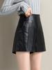 Women's Fall Loose Slimming Versatile PU Leather Shorts Plus Size A-Line Wide Leg Outer Wear Pants Mini Shorts Versatile Slim Fit Hot Pants