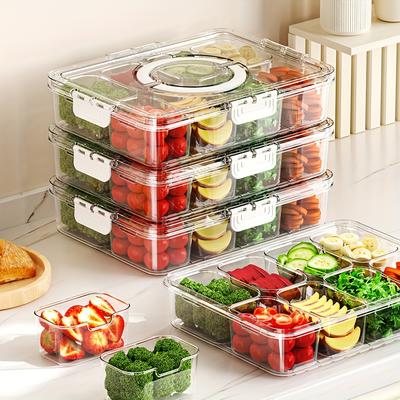 Eight Point Sealed Box, Food Grade Handheld with Lid, Fruit Salad Box, Refrigerator Storage Box, Ice Powder Ingredient Box