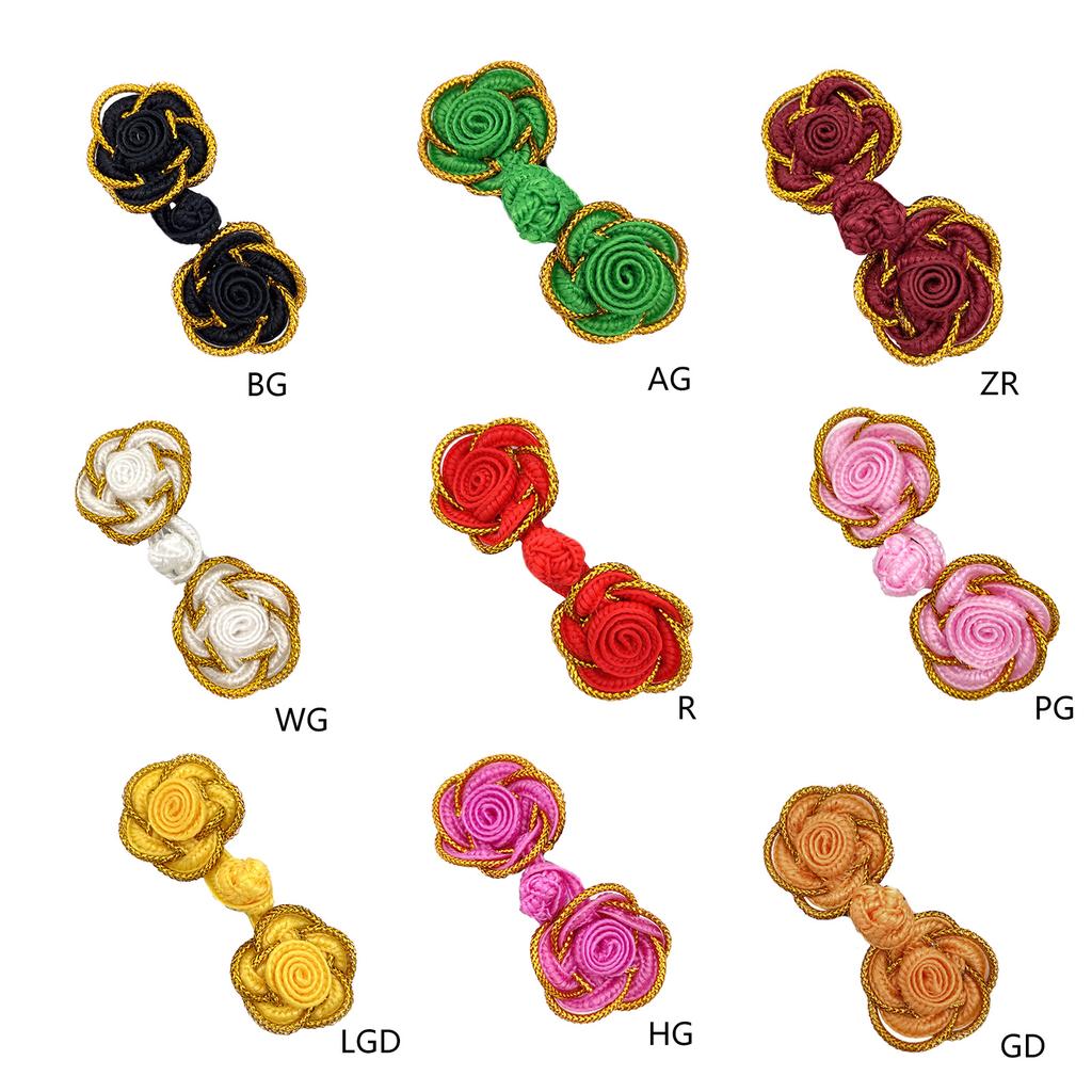 Cheongsam Frog Buttons Rose Closure Sewing Fasteners for Sweater Coat Cheongsam Traditional Handcraft Accessories